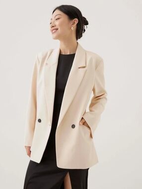 Love Bonito Beige Women's Oversized Tie-Waist Blazer Size 4 NWT